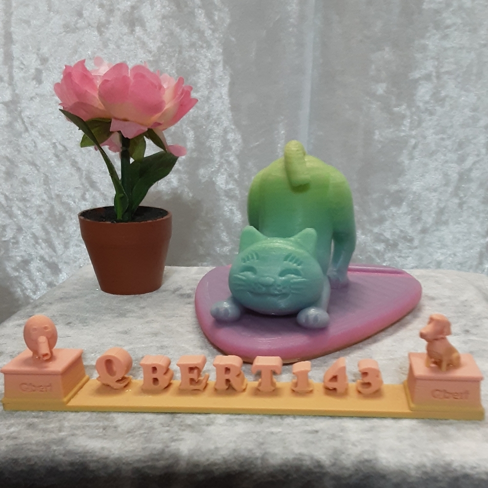Handmade Glow In The Dark Cat Cell Phone Tablet  Holder 3D Printed Multi Colored